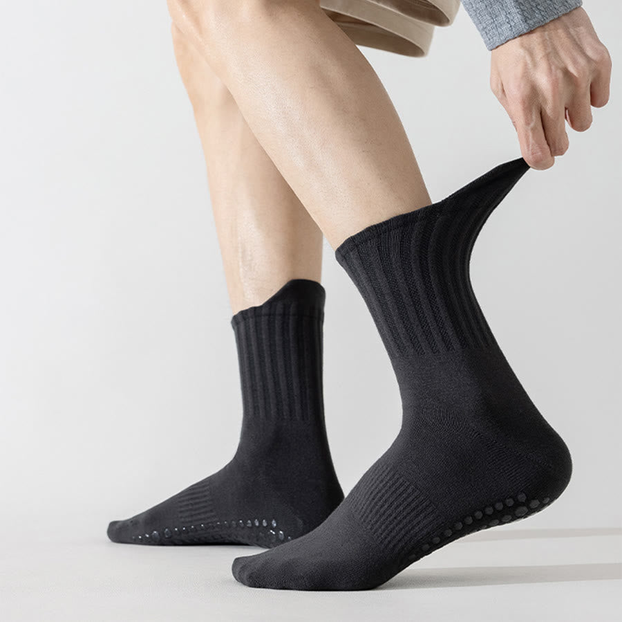 Chaussettes de yoga pour hommes Olivenorma, couleur unie, bout renforcé, antidérapantes, respirantes et confortables pour le sport. - Noir - 10 paires - image 0