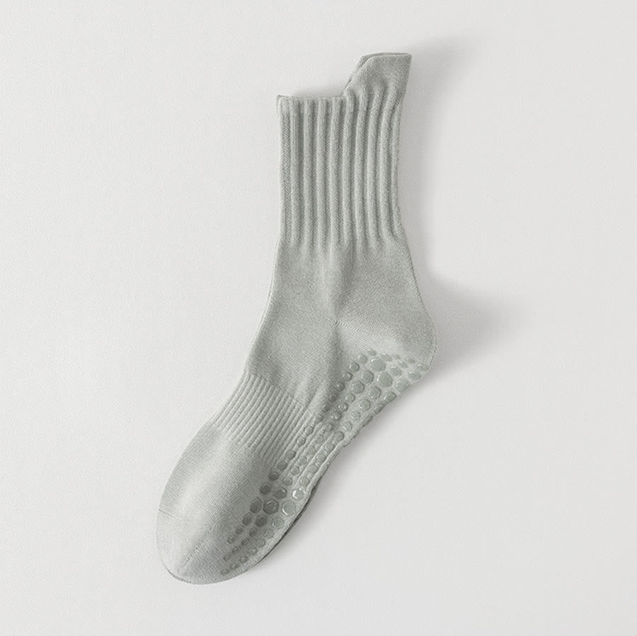 Chaussettes de yoga pour hommes Olivenorma, couleur unie, bout renforcé, antidérapantes, respirantes et confortables pour le sport. - Gris clair - 10 paires - image 8