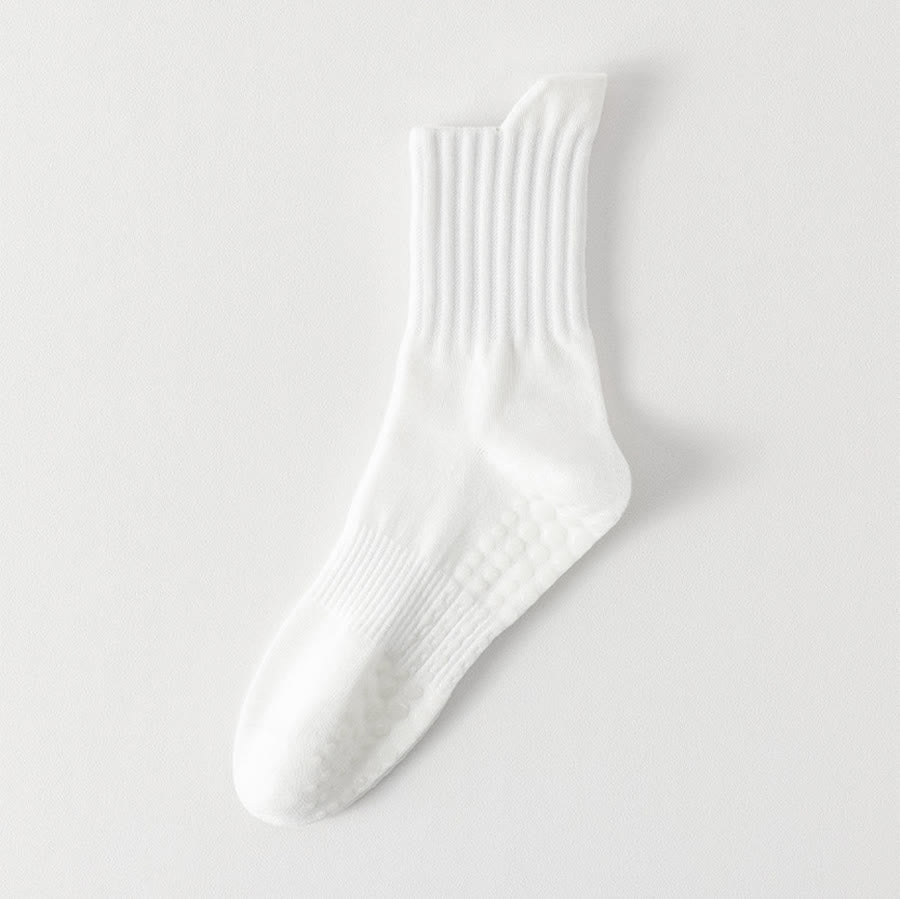 Chaussettes de yoga pour hommes Olivenorma, couleur unie, bout renforcé, antidérapantes, respirantes et confortables pour le sport. - Blanc - 10 paires - image 4