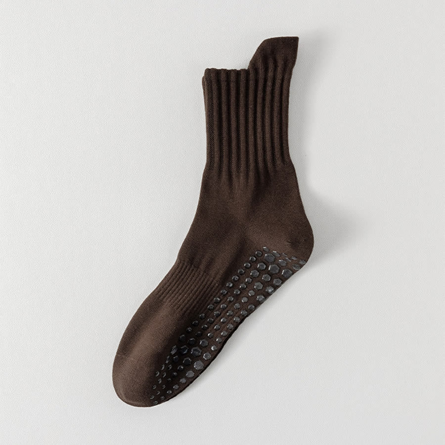 Chaussettes de yoga pour hommes Olivenorma, couleur unie, bout renforcé, antidérapantes, respirantes et confortables pour le sport. - Café - 10 paires - image 13