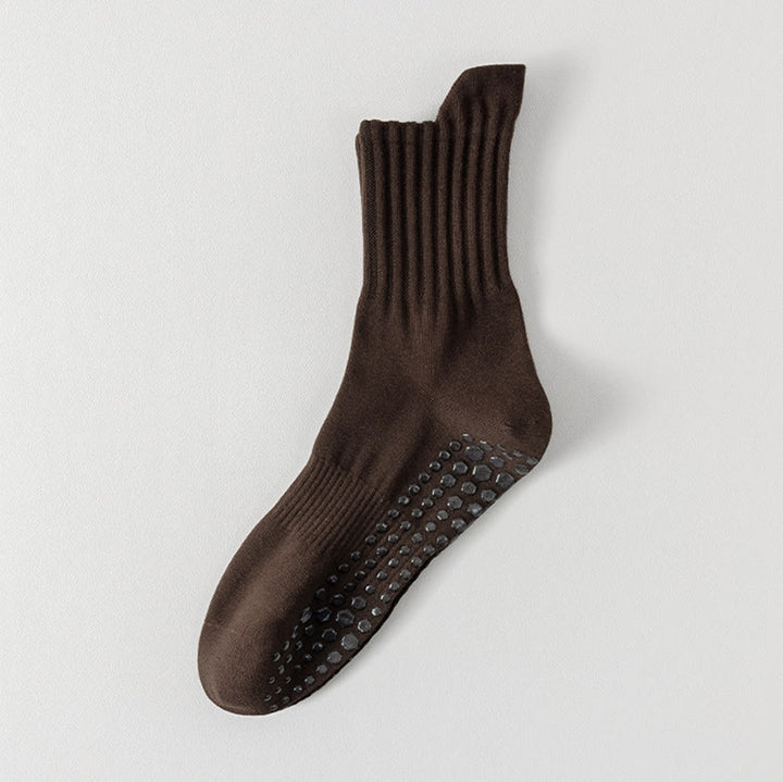 Chaussettes de yoga pour hommes Olivenorma, couleur unie, bout renforcé, antidérapantes, respirantes et confortables pour le sport. - Café - 10 paires - image 13