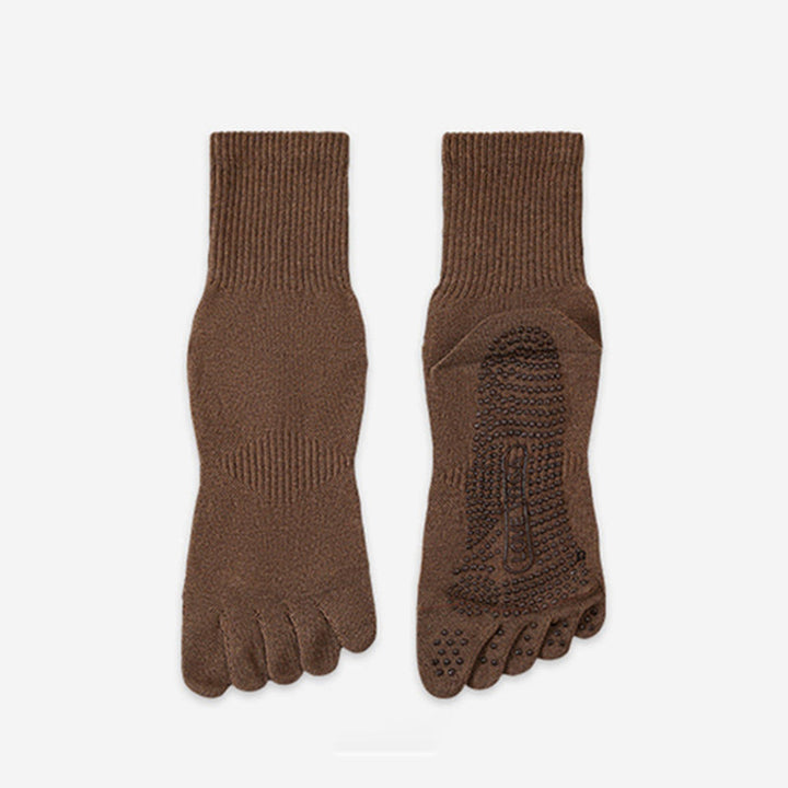Chaussettes de yoga Olivenorma 100 % coton, cinq orteils, anti-odeurs, respirantes et antidérapantes, pour homme. - Café - 10 paires - image 12