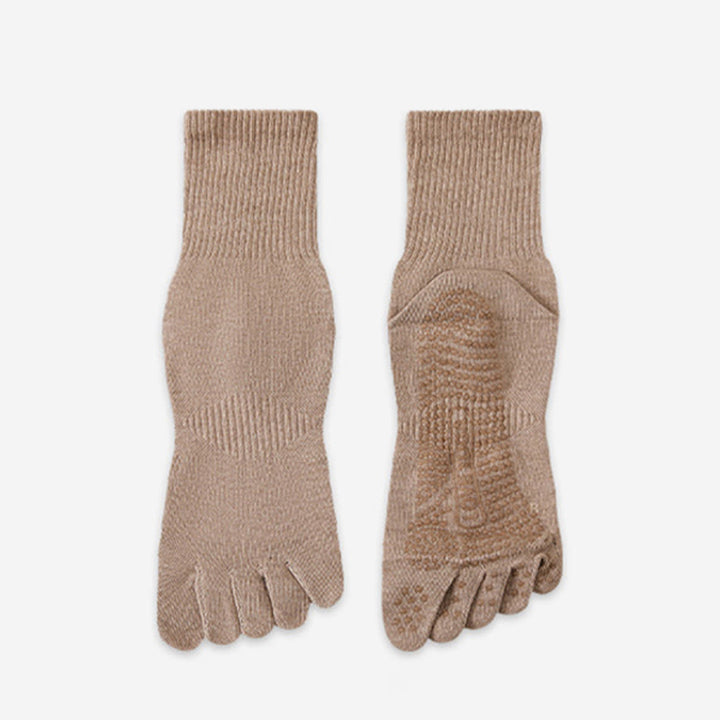 Chaussettes de yoga Olivenorma 100 % coton, cinq orteils, anti-odeurs, respirantes et antidérapantes, pour homme. - Brun clair - 10 paires - image 11