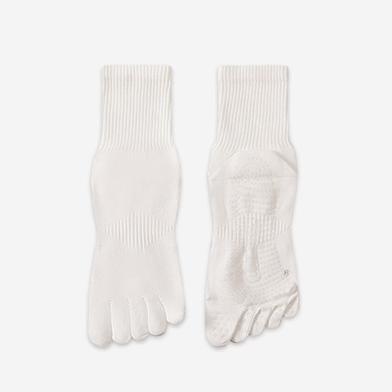 Chaussettes de yoga Olivenorma 100 % coton, cinq orteils, anti-odeurs, respirantes et antidérapantes, pour homme. - Blanc - 10 paires - image 7