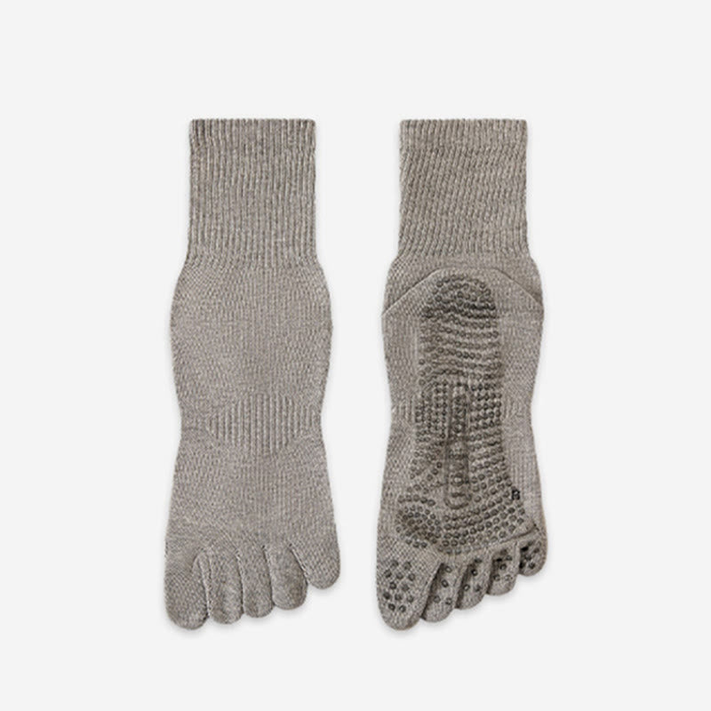 Chaussettes de yoga Olivenorma 100 % coton, cinq orteils, anti-odeurs, respirantes et antidérapantes, pour homme. - Gris clair - 10 paires - image 9