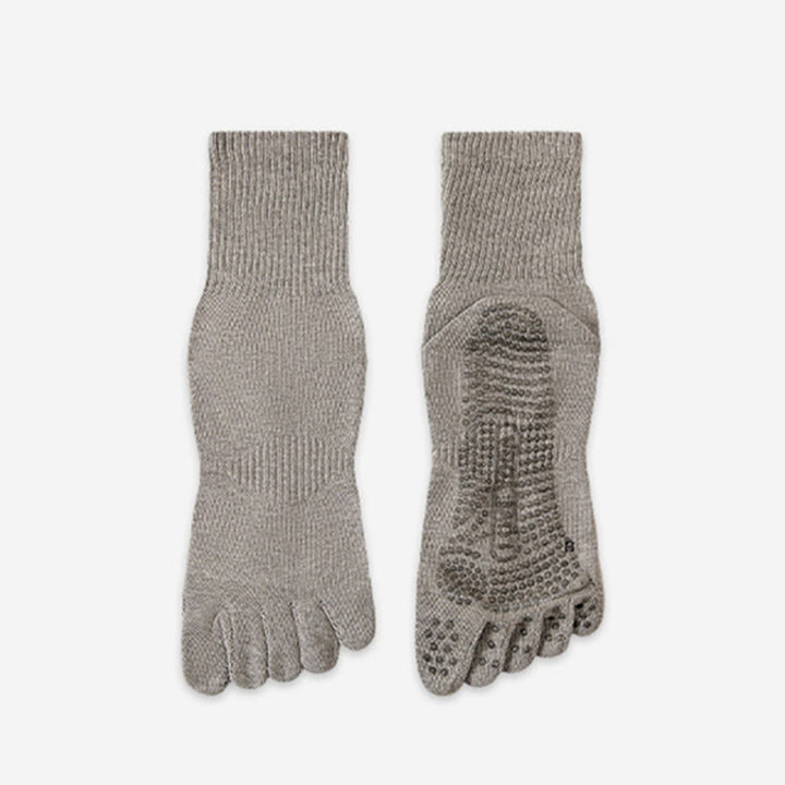 Chaussettes de yoga Olivenorma 100 % coton, cinq orteils, anti-odeurs, respirantes et antidérapantes, pour homme. - Gris clair - 10 paires - image 9
