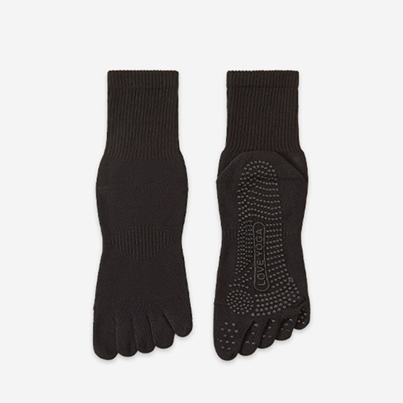 Chaussettes de yoga Olivenorma 100 % coton, cinq orteils, anti-odeurs, respirantes et antidérapantes, pour homme. - Noir - 10 paires - image 3