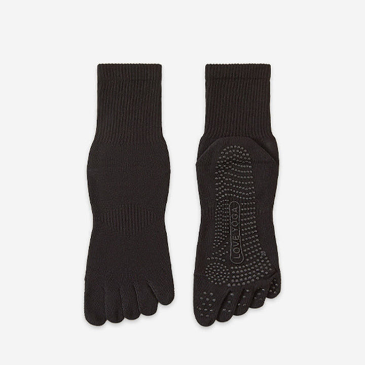 Chaussettes de yoga Olivenorma 100 % coton, cinq orteils, anti-odeurs, respirantes et antidérapantes, pour homme. - Noir - 10 paires - image 3