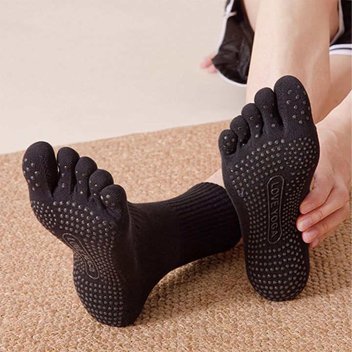 Chaussettes de yoga Olivenorma 100 % coton, cinq orteils, anti-odeurs, respirantes et antidérapantes, pour homme. - image 4