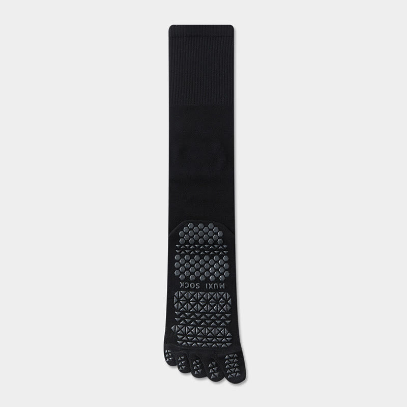 Chaussettes de sport Olivenorma longues à cinq orteils, respirantes, antidérapantes et évacuant l'humidité, pour hommes, idéales pour le yoga. - Noir - Chaussettes mollet : 50 cm - 10 paires - image 3