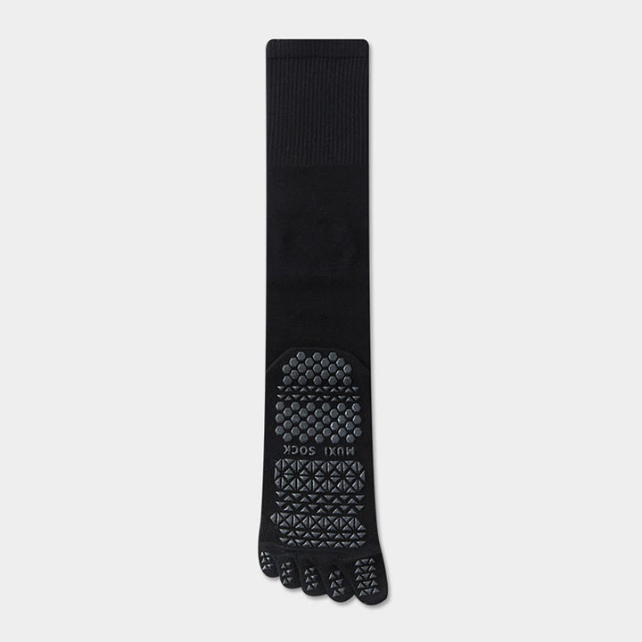 Chaussettes de sport Olivenorma longues à cinq orteils, respirantes, antidérapantes et évacuant l'humidité, pour hommes, idéales pour le yoga. - Noir - Chaussettes mollet : 50 cm - 10 paires - image 3