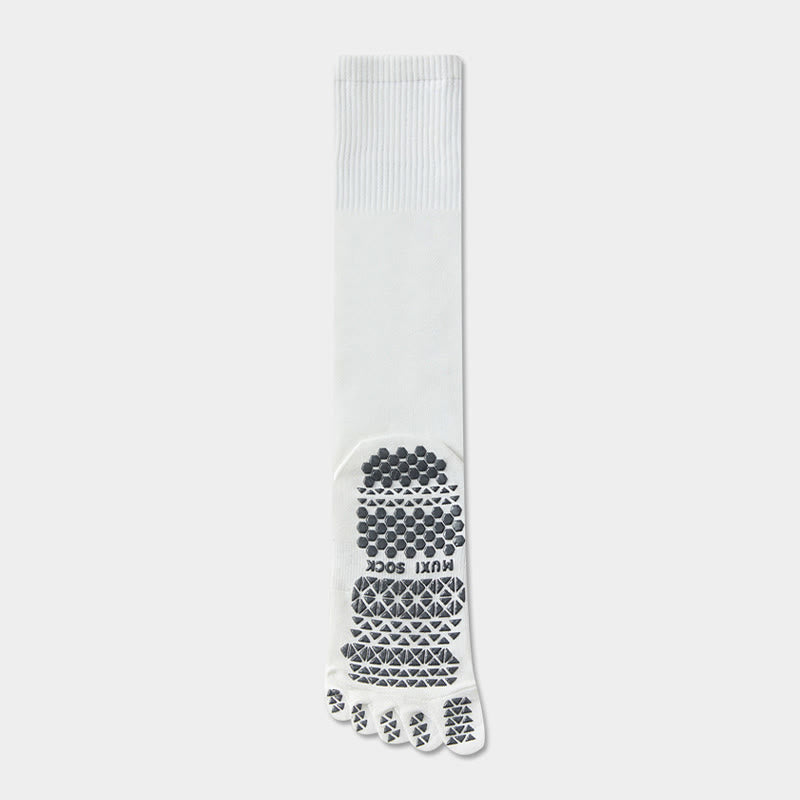Chaussettes de sport Olivenorma longues à cinq orteils, respirantes, antidérapantes et évacuant l'humidité, pour hommes, idéales pour le yoga. - Blanc - Chaussettes mollet : 50 cm - 10 paires - image 4