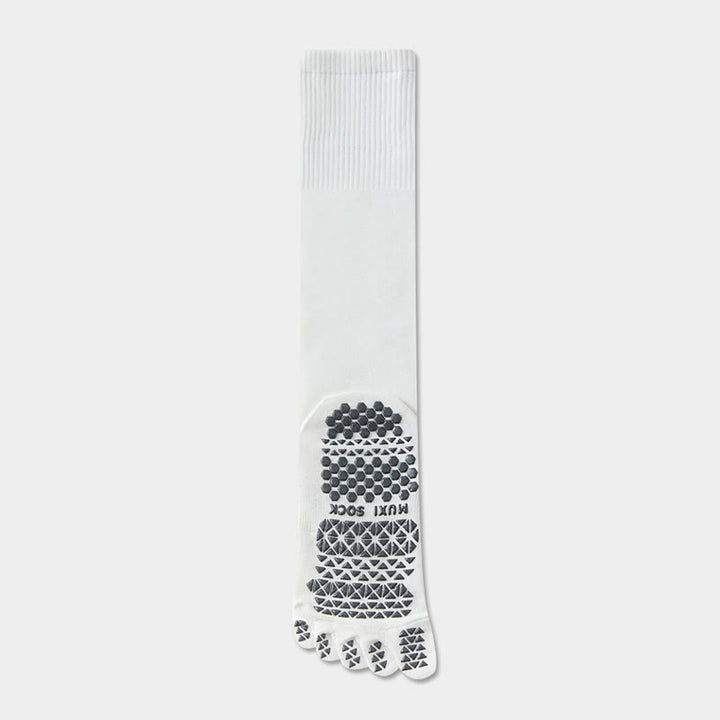 Chaussettes de sport Olivenorma longues à cinq orteils, respirantes, antidérapantes et évacuant l'humidité, pour hommes, idéales pour le yoga. - Blanc - Chaussettes mollet : 50 cm - 10 paires - image 4