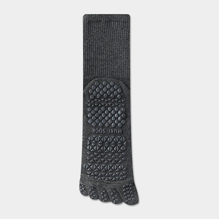 Chaussettes de sport Olivenorma longues à cinq orteils, respirantes, antidérapantes et évacuant l'humidité, pour hommes, idéales pour le yoga. - Gris foncé - Chaussettes mi-mollet : 20 cm - 10 paires - image 13