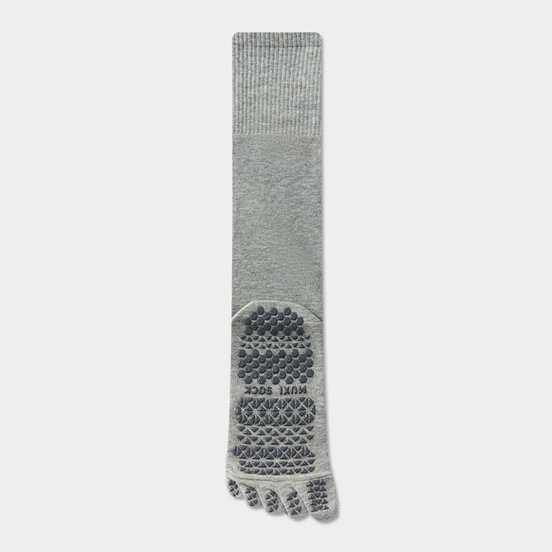 Chaussettes de sport Olivenorma longues à cinq orteils, respirantes, antidérapantes et évacuant l'humidité, pour hommes, idéales pour le yoga. - Gris clair - Chaussettes mollet : 50 cm - 10 paires - image 6