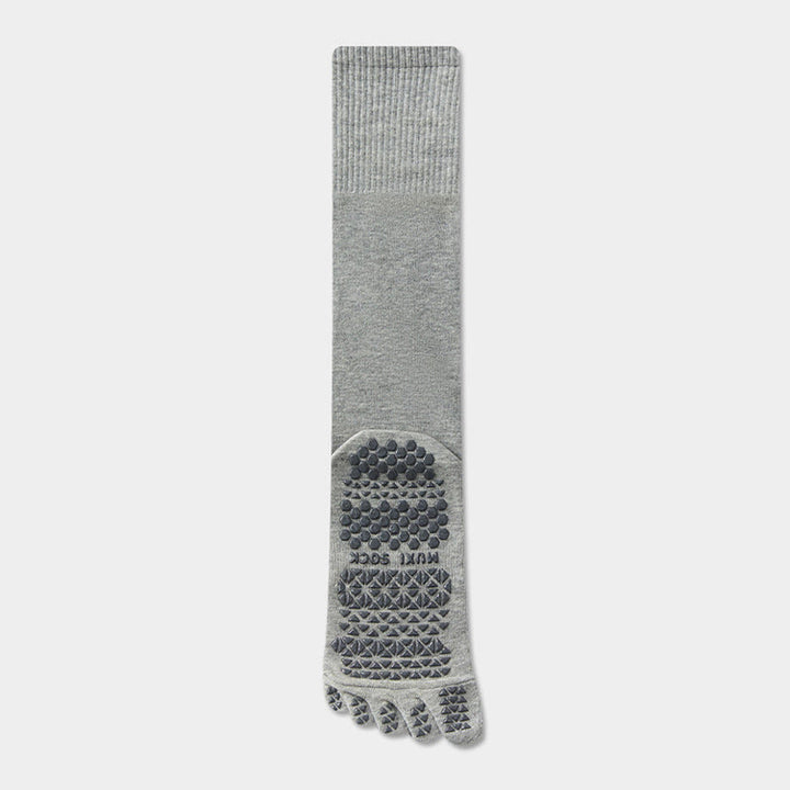Chaussettes de sport Olivenorma longues à cinq orteils, respirantes, antidérapantes et évacuant l'humidité, pour hommes, idéales pour le yoga. - Gris clair - Chaussettes mollet : 50 cm - 10 paires - image 6