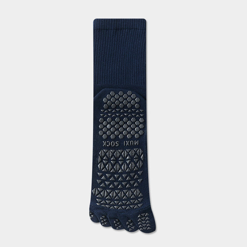 Chaussettes de sport Olivenorma longues à cinq orteils, respirantes, antidérapantes et évacuant l'humidité, pour hommes, idéales pour le yoga. - Bleu marine - Chaussettes mi-mollet : 20 cm - 10 paires - image 11