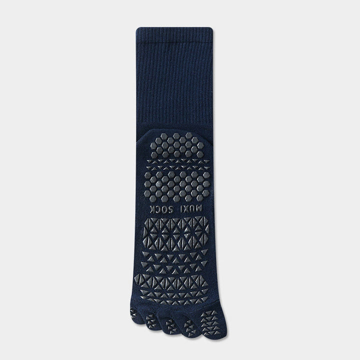 Chaussettes de sport Olivenorma longues à cinq orteils, respirantes, antidérapantes et évacuant l'humidité, pour hommes, idéales pour le yoga. - Bleu marine - Chaussettes mi-mollet : 20 cm - 10 paires - image 11