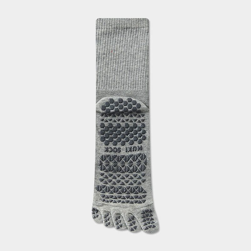 Chaussettes de sport Olivenorma longues à cinq orteils, respirantes, antidérapantes et évacuant l'humidité, pour hommes, idéales pour le yoga. - Gris clair - Chaussettes mi-mollet : 20 cm - 10 paires - image 12