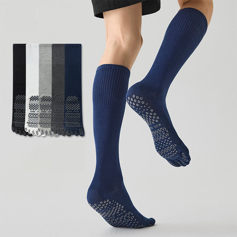 Chaussettes de sport Olivenorma longues à cinq orteils, respirantes, antidérapantes et évacuant l'humidité, pour hommes, idéales pour le yoga. - Bleu marine - Chaussettes mollet : 50 cm - 10 paires - image 0