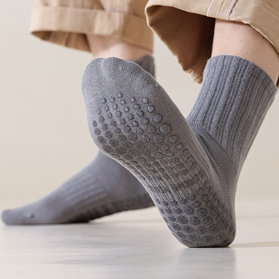 Chaussettes de yoga pour hommes Olivenorma Professional Training, en coton mélangé, antidérapantes et offrant un bon maintien, avec bout renforcé. - Gris moyen - Pointures américaines 6,5 à 10 - 10 paires - image 0