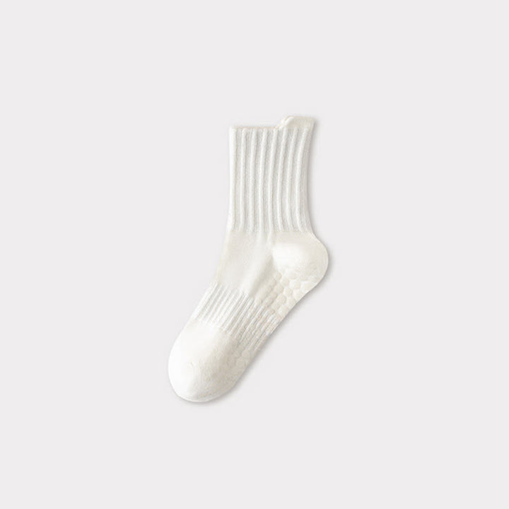 Chaussettes de yoga pour hommes Olivenorma Professional Training, en coton mélangé, antidérapantes et offrant un bon maintien, avec bout renforcé. - Blanc - Pointures américaines 6,5 à 10 - 10 paires - image 2