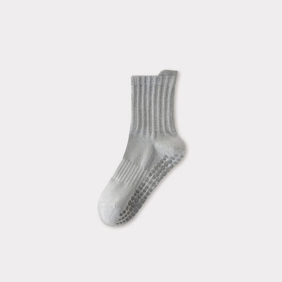 Chaussettes de yoga pour hommes Olivenorma Professional Training, en coton mélangé, antidérapantes et offrant un bon maintien, avec bout renforcé. - Gris clair - Pointures américaines 6,5 à 10 - 10 paires - image 6