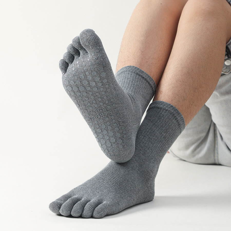 Chaussettes de yoga Olivenorma courtes à cinq orteils, élastiques, confortables, antidérapantes et respirantes pour homme, idéales pour le sport et le yoga. - Gris foncé - 10 paires - image 0