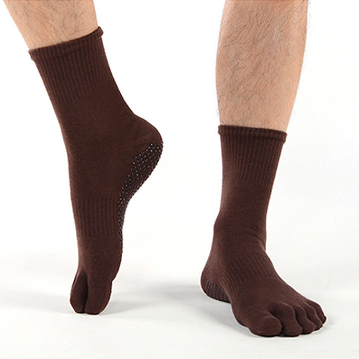 Chaussettes de yoga performantes pour hommes Olivenorma, en mélange de coton, à cinq orteils, respirantes, anti-odeurs et antidérapantes. - Chocolat - Pointures américaines 6,5 à 8 - 10 paires - image 0
