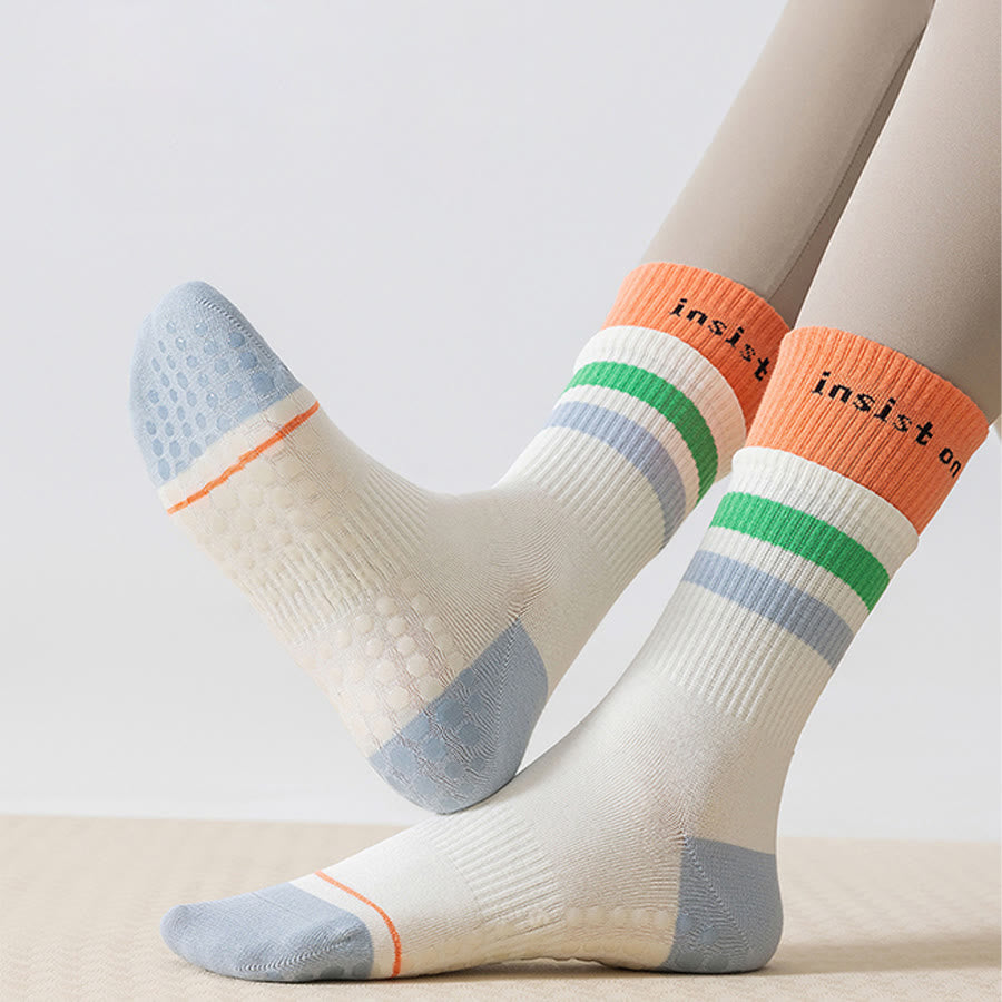 Chaussettes de yoga Olivenorma mi-mollet en coton, confortables et antidérapantes, color-block, couvrantes et confortables pour femmes - Blanc - 10 paires - image 4