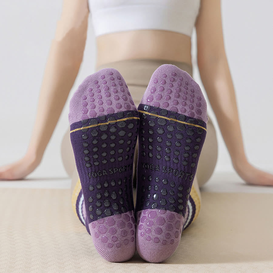 Chaussettes de yoga Olivenorma mi-mollet en coton, confortables et antidérapantes, color-block, couvrantes et confortables pour femmes - image 8