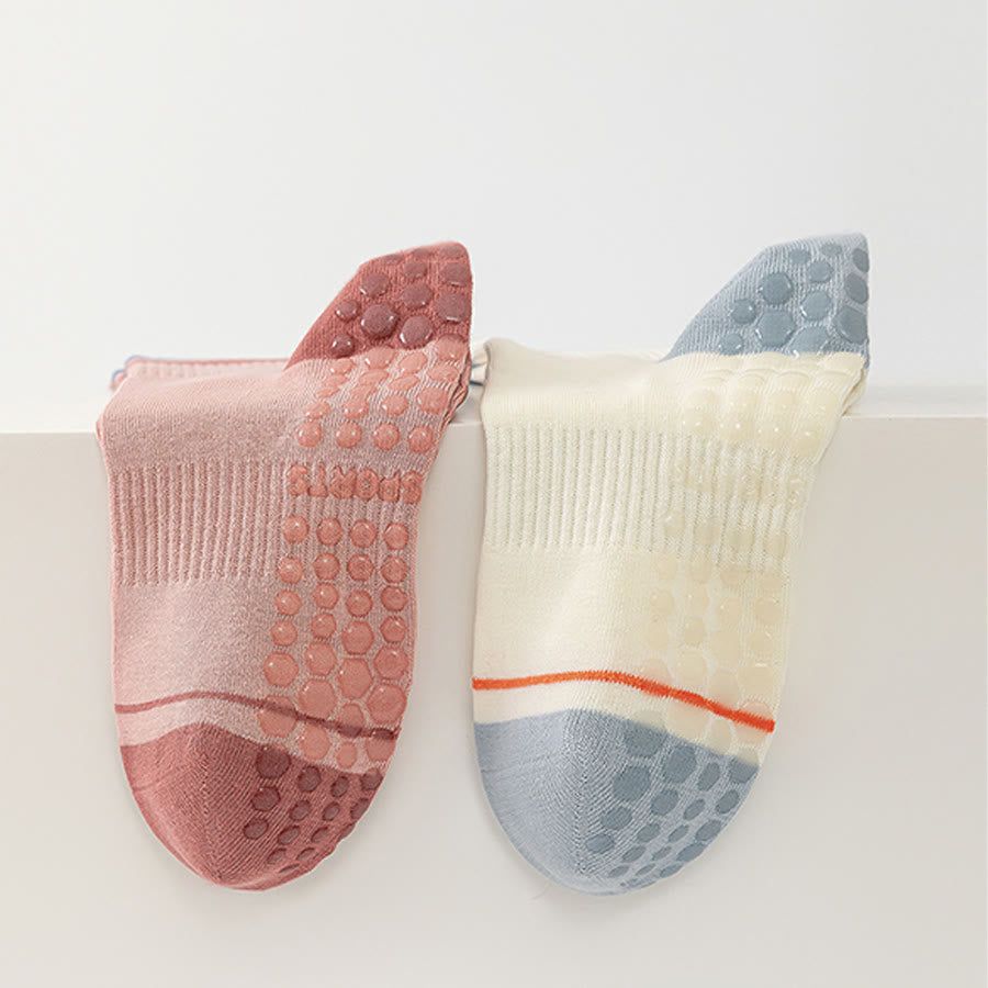 Chaussettes de yoga Olivenorma mi-mollet en coton, confortables et antidérapantes, color-block, couvrantes et confortables pour femmes - image 12