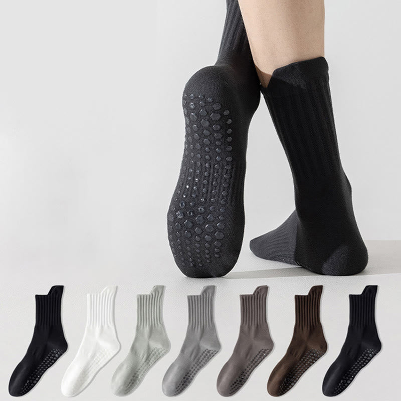 Chaussettes de yoga pour hommes Olivenorma, couleur unie, bout renforcé, antidérapantes, respirantes et confortables pour le sport. - image 3