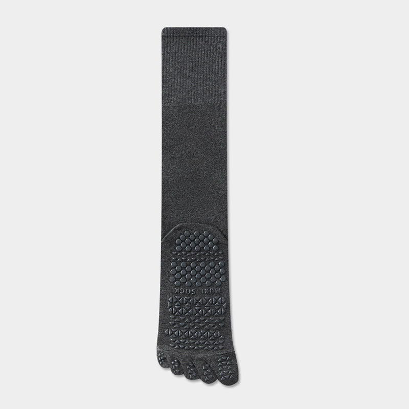 Chaussettes de sport Olivenorma longues à cinq orteils, respirantes, antidérapantes et évacuant l'humidité, pour hommes, idéales pour le yoga. - Gris foncé - Chaussettes mollet : 50 cm - 10 paires - image 7