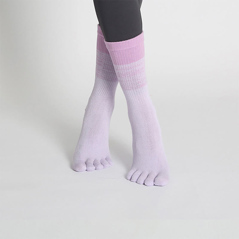 Chaussettes de yoga Olivenorma Gradient à cinq orteils, antidérapantes, en coton respirant et évacuant la transpiration, idéales pour le Pilates, la barre et le fitness (femme). - Violet - 10 paires - image 8