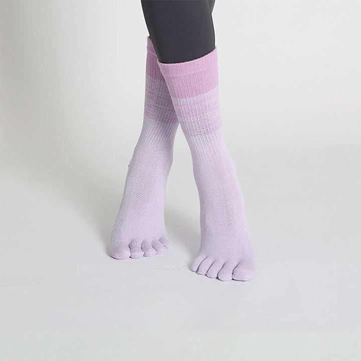 Chaussettes de yoga Olivenorma Gradient à cinq orteils, antidérapantes, en coton respirant et évacuant la transpiration, idéales pour le Pilates, la barre et le fitness (femme). - Violet - 10 paires - image 8
