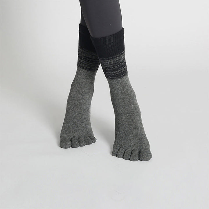 Chaussettes de yoga Olivenorma Gradient à cinq orteils, antidérapantes, en coton respirant et évacuant la transpiration, idéales pour le Pilates, la barre et le fitness (femme). - Gris - 10 paires - image 9