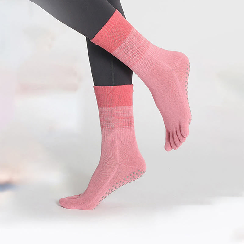 Chaussettes de yoga Olivenorma Gradient à cinq orteils, antidérapantes, en coton respirant et évacuant la transpiration, idéales pour le Pilates, la barre et le fitness (femme). - image 4