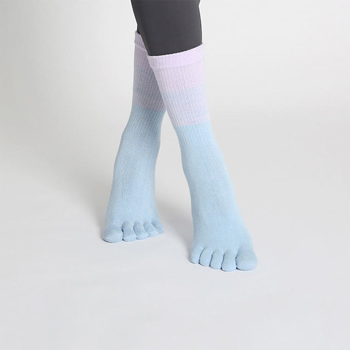 Chaussettes de yoga Olivenorma Gradient à cinq orteils, antidérapantes, en coton respirant et évacuant la transpiration, idéales pour le Pilates, la barre et le fitness (femme). - Bleu - 10 paires - image 7