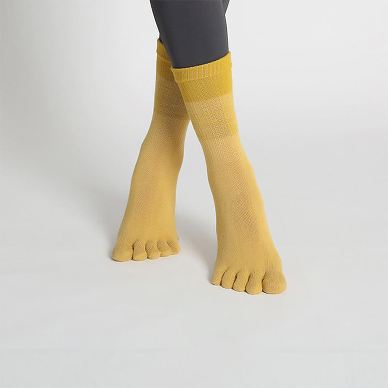 Chaussettes de yoga Olivenorma Gradient à cinq orteils, antidérapantes, en coton respirant et évacuant la transpiration, idéales pour le Pilates, la barre et le fitness (femme). - Beige - 10 paires - image 5
