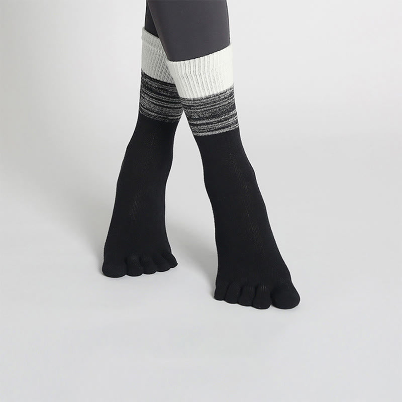 Chaussettes de yoga Olivenorma Gradient à cinq orteils, antidérapantes, en coton respirant et évacuant la transpiration, idéales pour le Pilates, la barre et le fitness (femme). - Noir - 10 paires - image 10