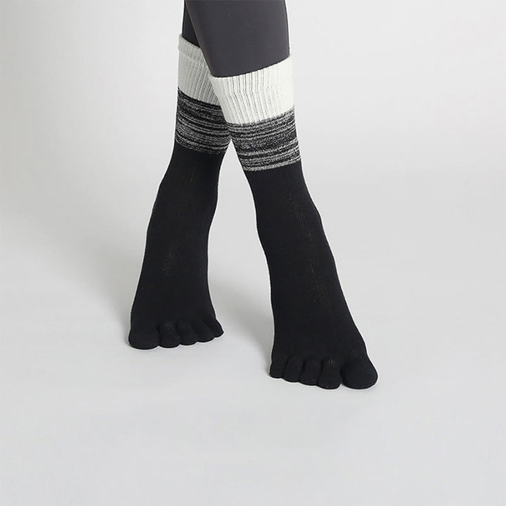 Chaussettes de yoga Olivenorma Gradient à cinq orteils, antidérapantes, en coton respirant et évacuant la transpiration, idéales pour le Pilates, la barre et le fitness (femme). - Noir - 10 paires - image 10