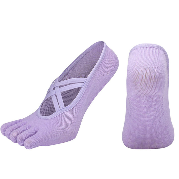 Chaussettes de yoga Olivenorma à cinq orteils, en coton antidérapant, avec brides croisées, pour femmes, idéales pour le Pilates et la barre d'entraînement. - image 1