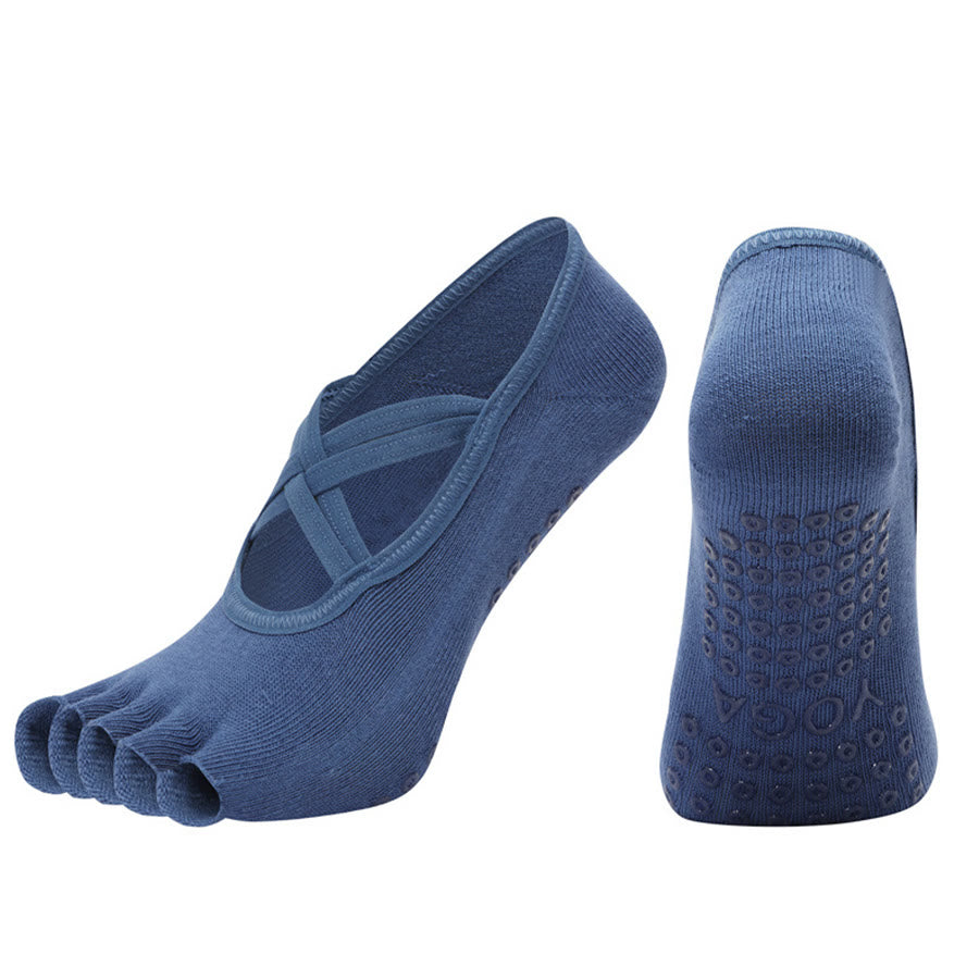Chaussettes de yoga Olivenorma à cinq orteils, en coton antidérapant, avec brides croisées, pour femmes, idéales pour le Pilates et la barre d'entraînement. - image 30