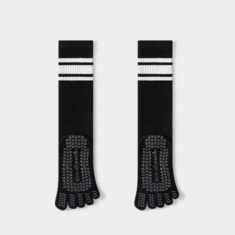 Chaussettes de yoga Olivenorma à cinq orteils en coton antidérapant et à coupe ajustée pour femmes, idéales pour le Pilates et la barre. - Noir - 10 paires - image 9