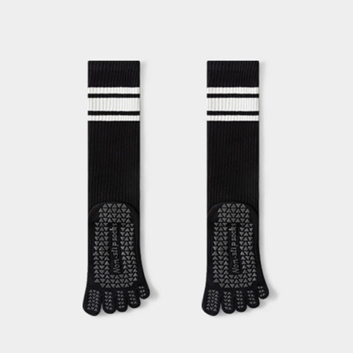 Chaussettes de yoga Olivenorma à cinq orteils en coton antidérapant et à coupe ajustée pour femmes, idéales pour le Pilates et la barre. - Noir - 10 paires - image 9