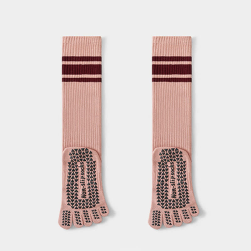 Chaussettes de yoga Olivenorma à cinq orteils en coton antidérapant et à coupe ajustée pour femmes, idéales pour le Pilates et la barre. - Rose - 10 paires - image 5