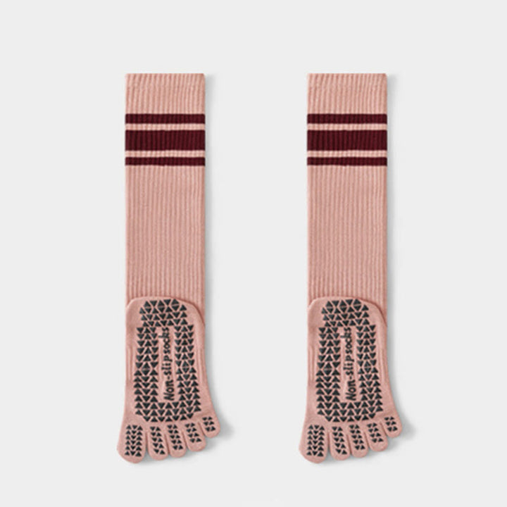 Chaussettes de yoga Olivenorma à cinq orteils en coton antidérapant et à coupe ajustée pour femmes, idéales pour le Pilates et la barre. - Rose - 10 paires - image 5