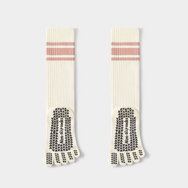 Chaussettes de yoga Olivenorma à cinq orteils en coton antidérapant et à coupe ajustée pour femmes, idéales pour le Pilates et la barre. - Blanc - 10 paires - image 8
