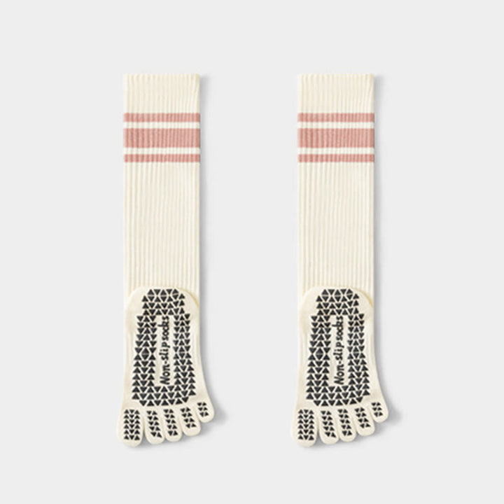 Chaussettes de yoga Olivenorma à cinq orteils en coton antidérapant et à coupe ajustée pour femmes, idéales pour le Pilates et la barre. - Blanc - 10 paires - image 8